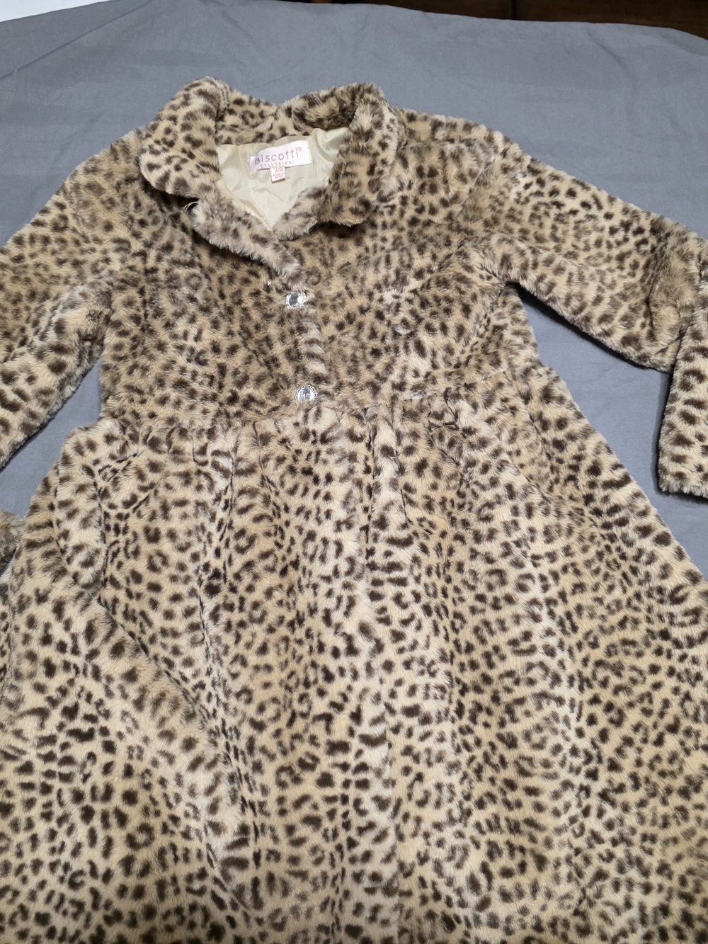 Biscotti Girls' Leopard Faux-Fur Coat Jacket - Brown